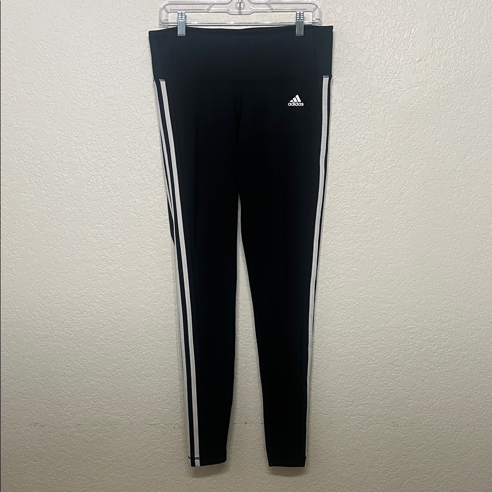 adidas Women's Black Leggings with White Stripes